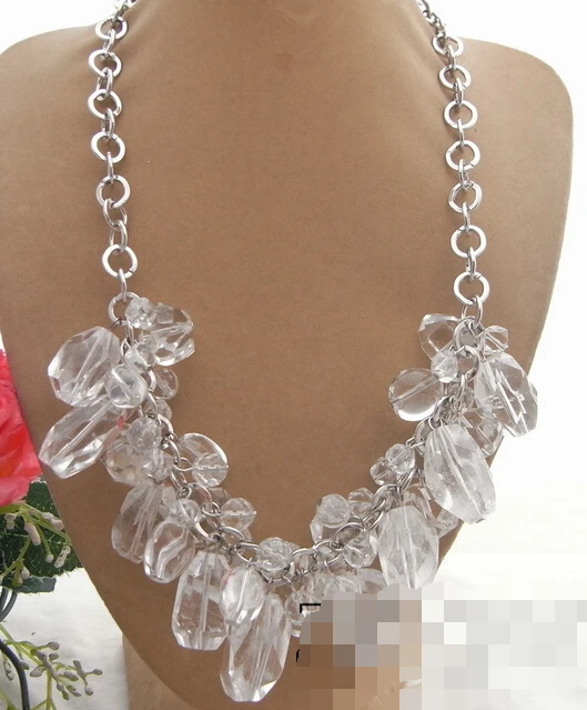 

huij 003609 Natural Multi Shape White Crystal Necklace