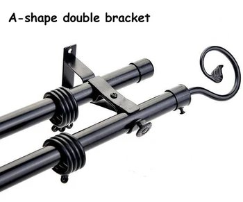

High quality good loading capacity 22+22mm(7/8inch) diameter double curtain rod set+hand paint metal hook finial+steel brackets