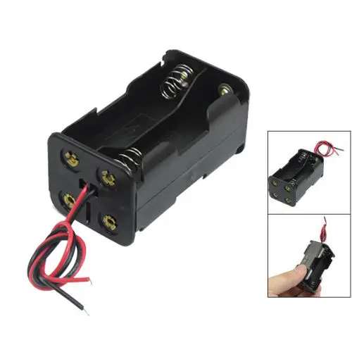

2PCS Black Tow Layers 4 x 1.5V AA Batteries Battery Holder Case Box w Wire Leads AD