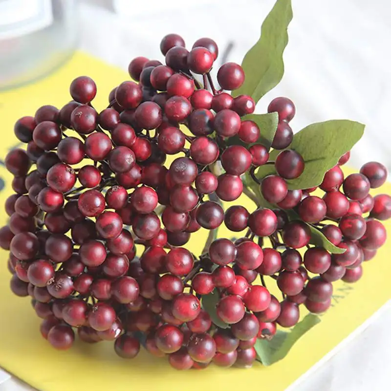 Faux Plant Lifelike Berry Bean Foam Flowers Home Decor Small Artificial Flowers Fruit Branch DIY Wreath Wedding Box Decoration