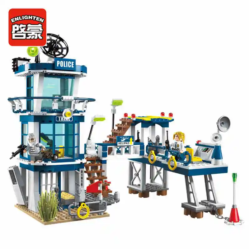 

Enlighten 565Pcs City Series Police Rescue Plan Yacht Helicopter Model Building Blocks 3D Construction Toys for Children