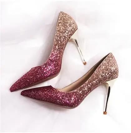 Weiblichen Hochzeitskleid Schuhe Rose Gold Frau High Heels Mode Schuhe Heelpiece Bling Bling Paillette Dunne Ferse Spitz Pumpen Pointed Toe Pumps Women High Heel Shoeshigh Heel Shoes Aliexpress