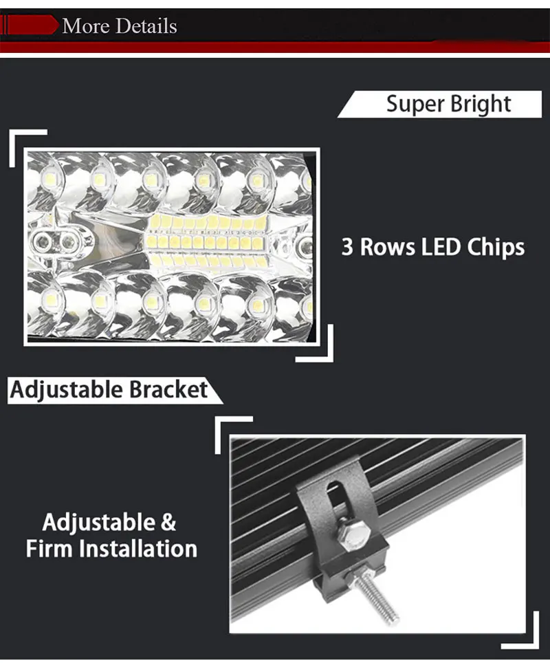 Barra de Luz de Trabalho 420w para Suv Levou 15 18 20 Polegada Tri Linhas 4x4 60 Carro Offroad w 120w 180w 240w 300w 360w Tractor 4 7 10 12 15 Barra de luz/Luz de trabalho
