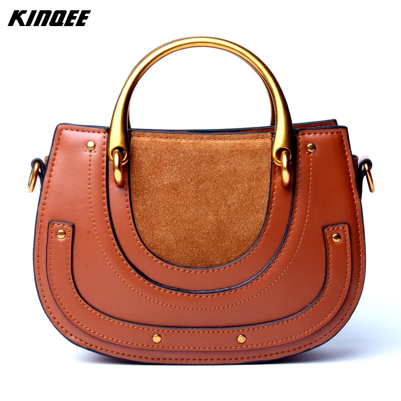 

2017 Hot Sale Polyester Zipper Genuine Leather Circular Messenger Bag Women Luxury Designer Patchwork Golden Hardware Real 23cm