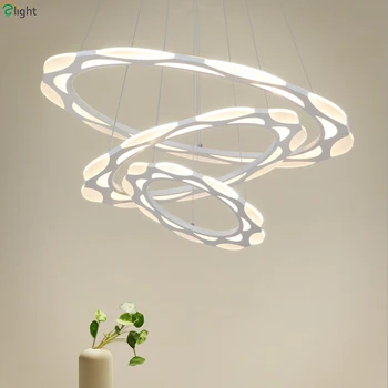 

Nordic DIY Acrylic Rings Led Pendant Chandelier Lighting Lustre Aluminum Dining Room Led Chandeliers Lamp Cord Led Hanging Light