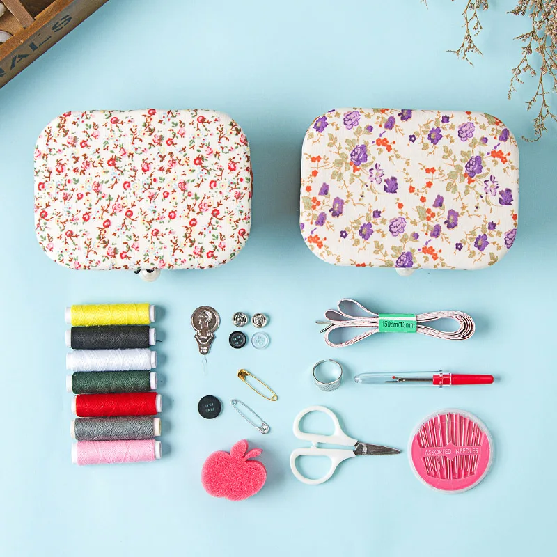 Практичный набор для шитья из ротанга переносная коробка иголок ножниц DIY