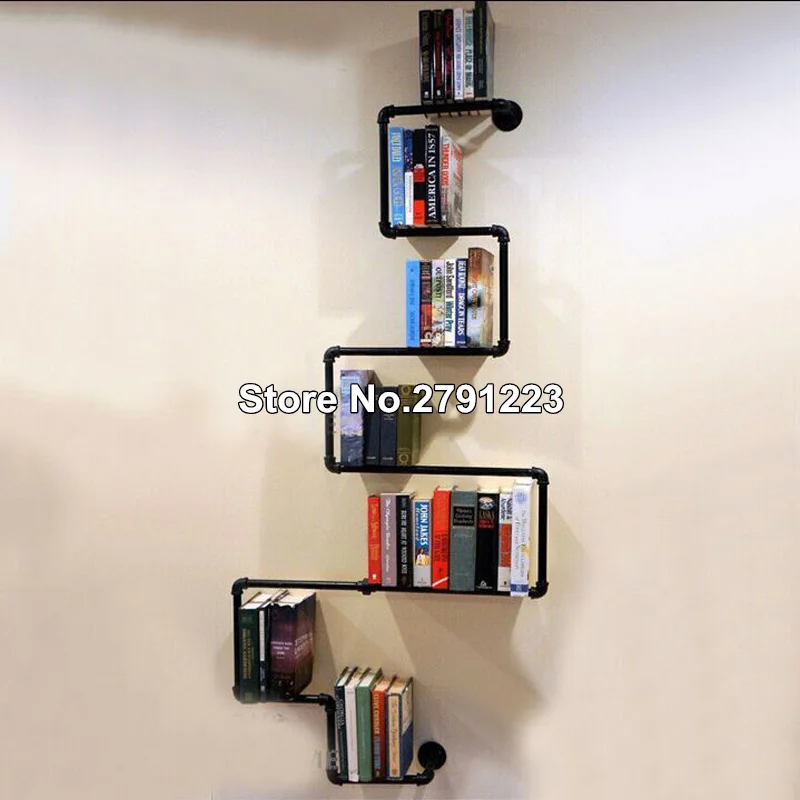 

Retro Iron Pipe Shelf Wall-mounted Book Shelf Storage Bookshelf Holder Rack Industrial Wall Mount Iron Pipe Shelving Bookshelf