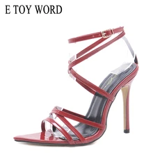 E TOY WORD Cross Heels Sandals Super High 11.5CM Thin Heels womens sandals summer Shoes large size high heels Dress Party Shoes