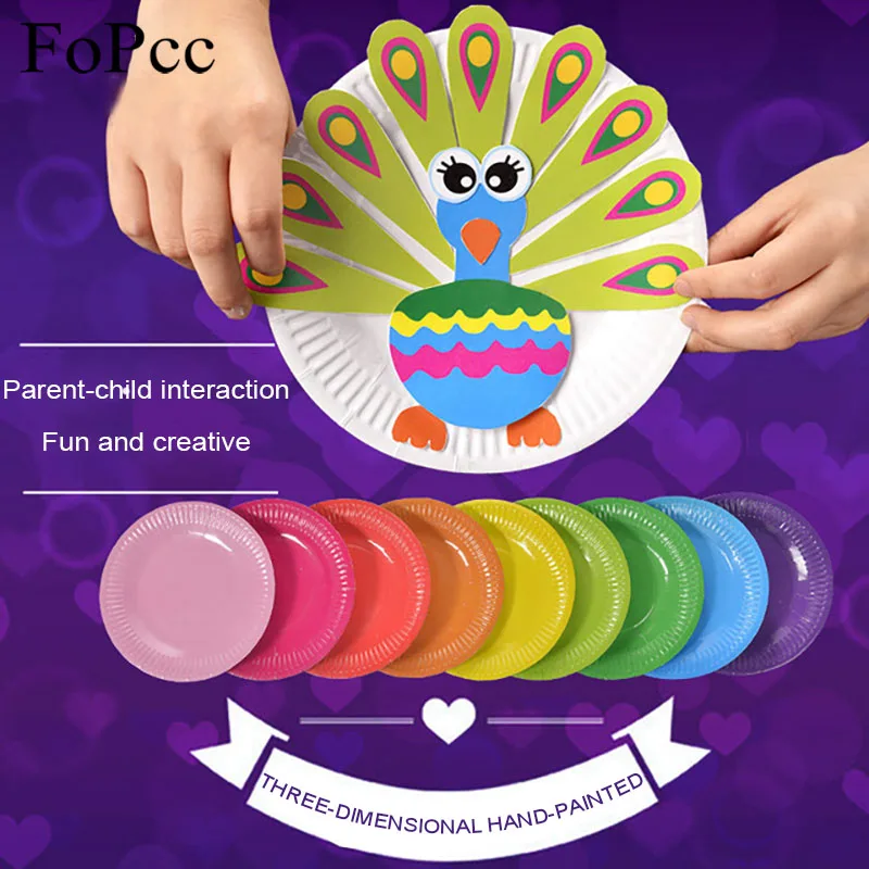 Fopcc Creative DIY Paste Material Package Baby Kindergarten Children Handmade Paper Plate Painted Toys