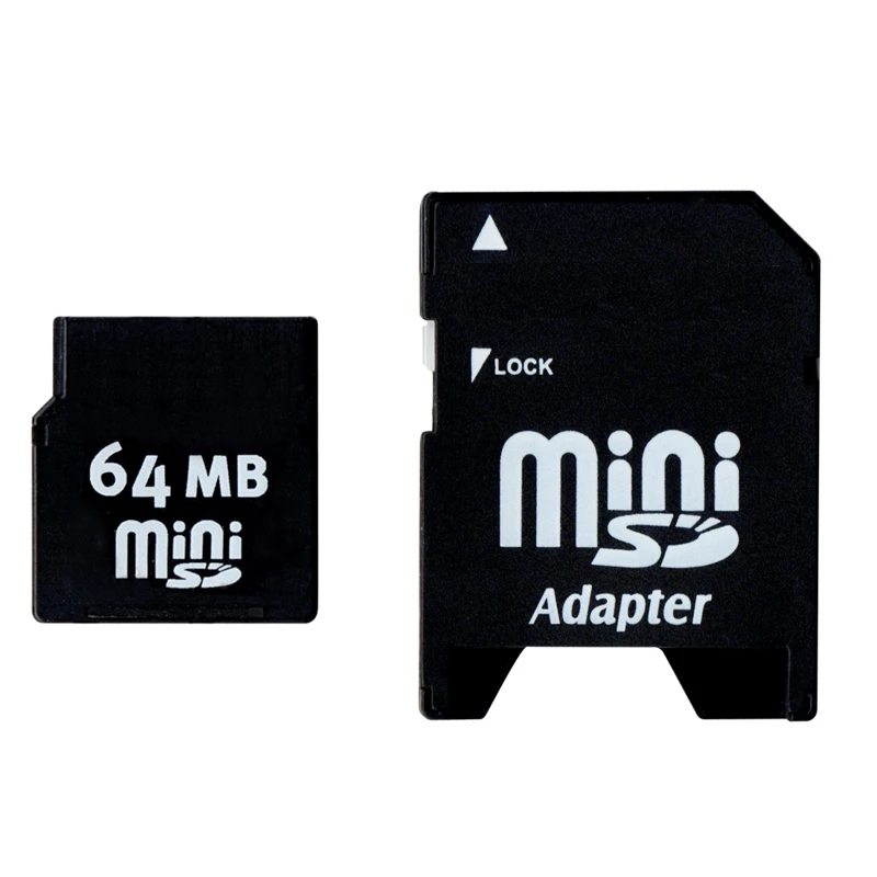 

Big Promotion 64MB MiniSD With Adapter Mini SD Memory Card 64MB Available MiniSD Memory Card For Nokia Cellphone Sticks Mini SD