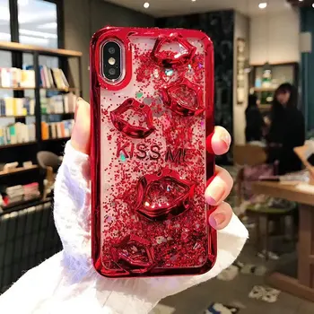 

30pcs/lot For iPhone XS XR Case Chromed Quicksand TPU Case Lips Series Bling Case For iPhone X 8 7 6S Plus
