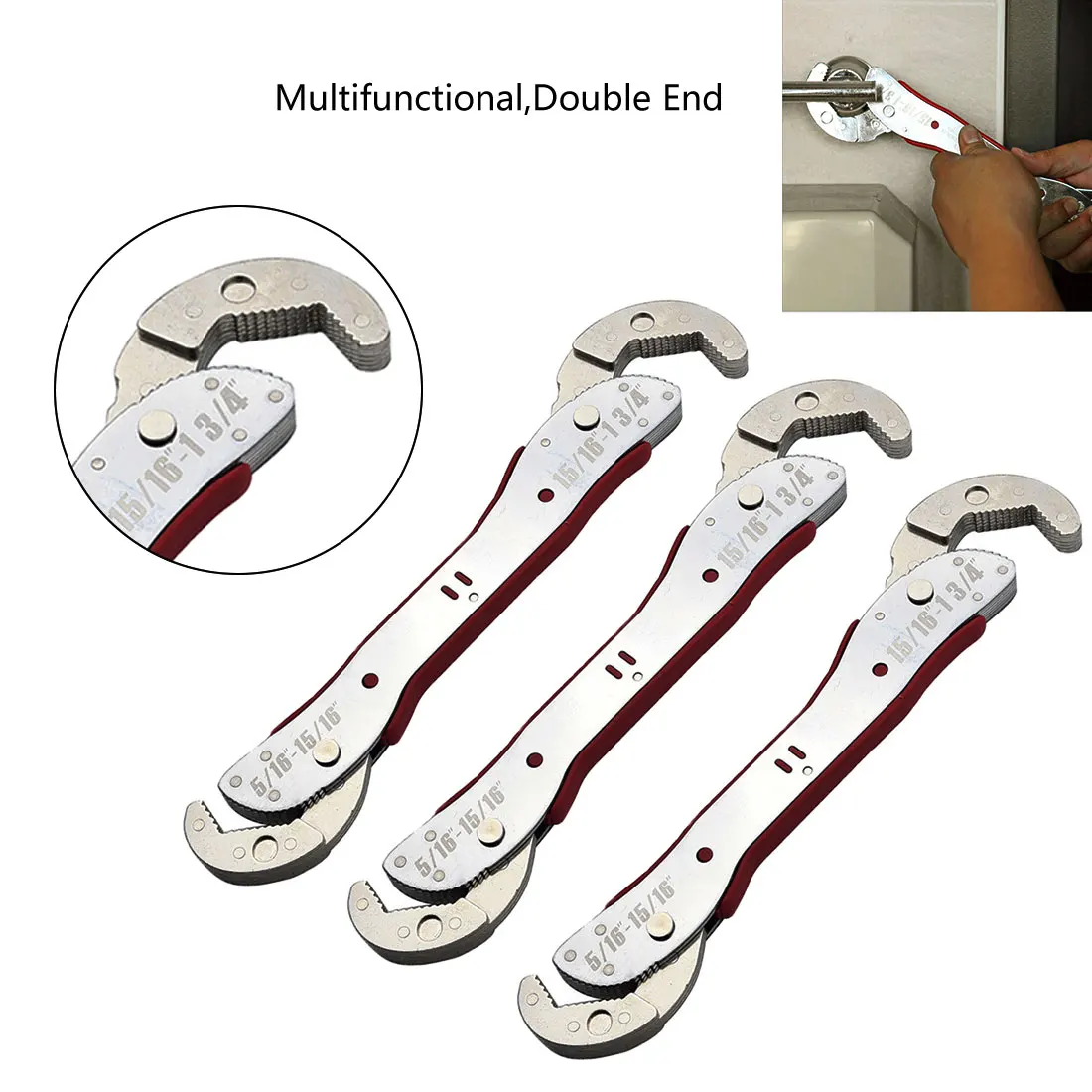 

Universal Adjustable Key Spanners 9-42mm / 9-45mm Double Head Magic Wrench Multi-function Wrench For Hex Triangle Four Corners N