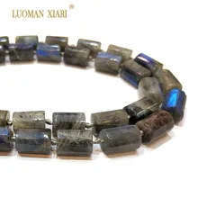Luoman xiari натуральный Лабрадорит граненый цилиндрический камень бусины для самостоятельного изготовления ювелирных изделий браслет ожерелье 11*16 мм нить 15"
