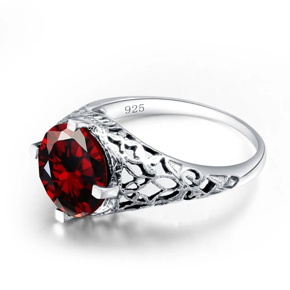  Szjinao Rings for Women Handmade Garnet Jewelry Wedding Invitations Silver 925 Jewelry Accessories  - 32798960044