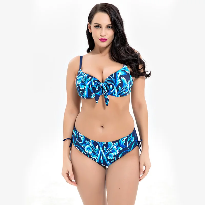 

A print bikini swimsuit with a large cover women's bathing suit big cup bathing suit