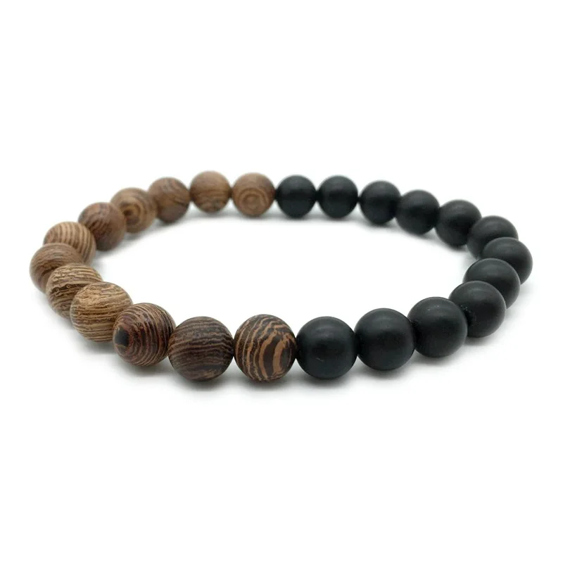 8 мм новый натуральный черный браслет браслеты из деревянных бусин медитация для