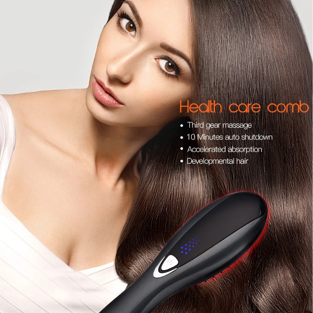 Electric Hair Head Massage Comb Brush Portable 3 Speeds Scalp Vibrating