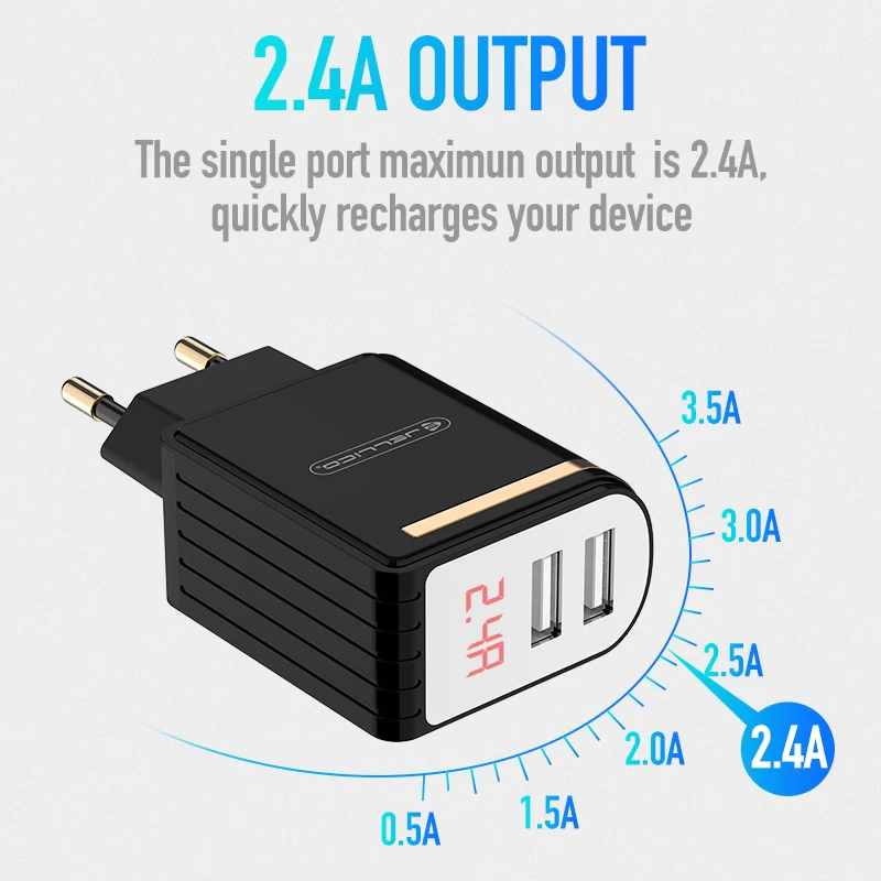 Jellico светодиодный дисплей 2 USB зарядное устройство для iPhone X 8 7 iPad быстрое настенное зарядное устройство ЕС адаптер для samsung S9 Xiaomi Mi 8 зарядное устройство для телефона
