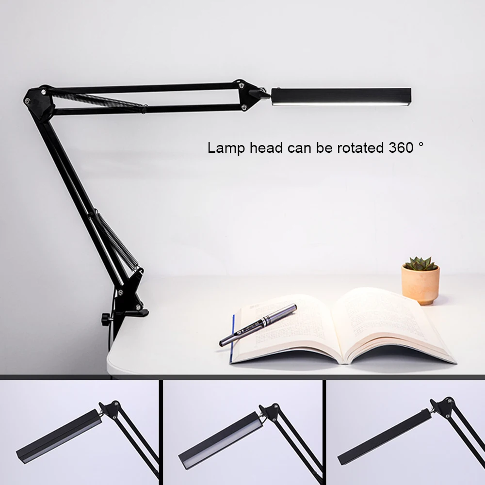  LED Swing Arm Desk Lamp Dimmable Bright Flexible Arm Lamp Clamp for Architect Engineer Reading Offi