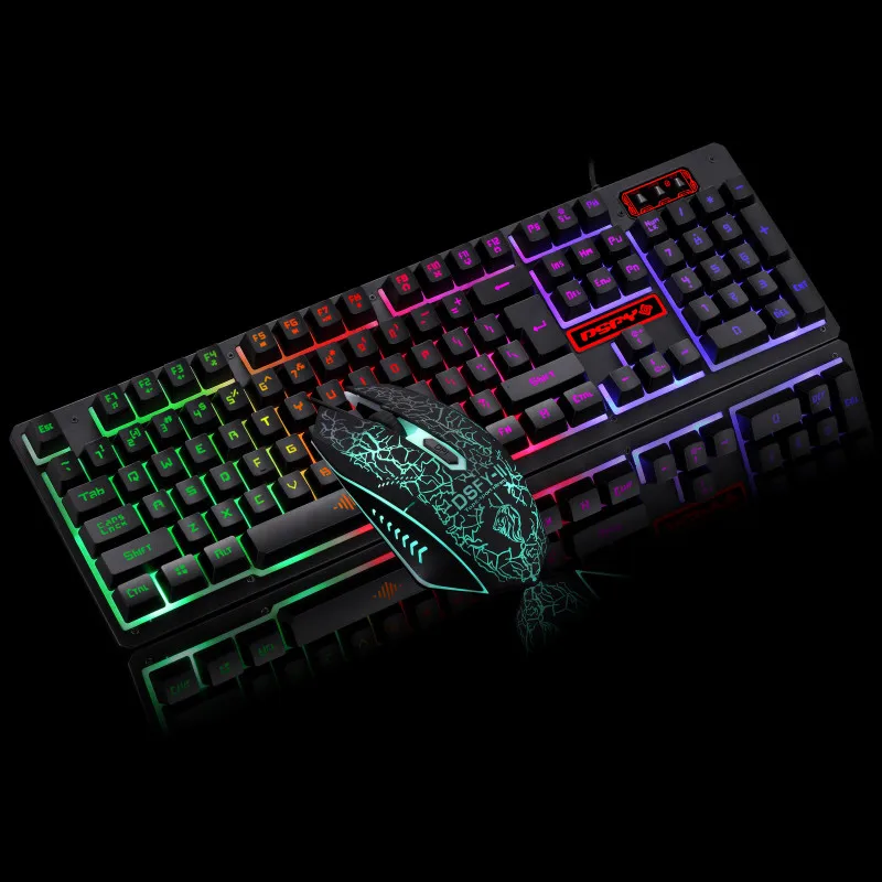 Mechanical Keyboard 104 keys Gaming Keyboards for Tablet Desktop USB Computer Gift mouse LED Backlit wired for English