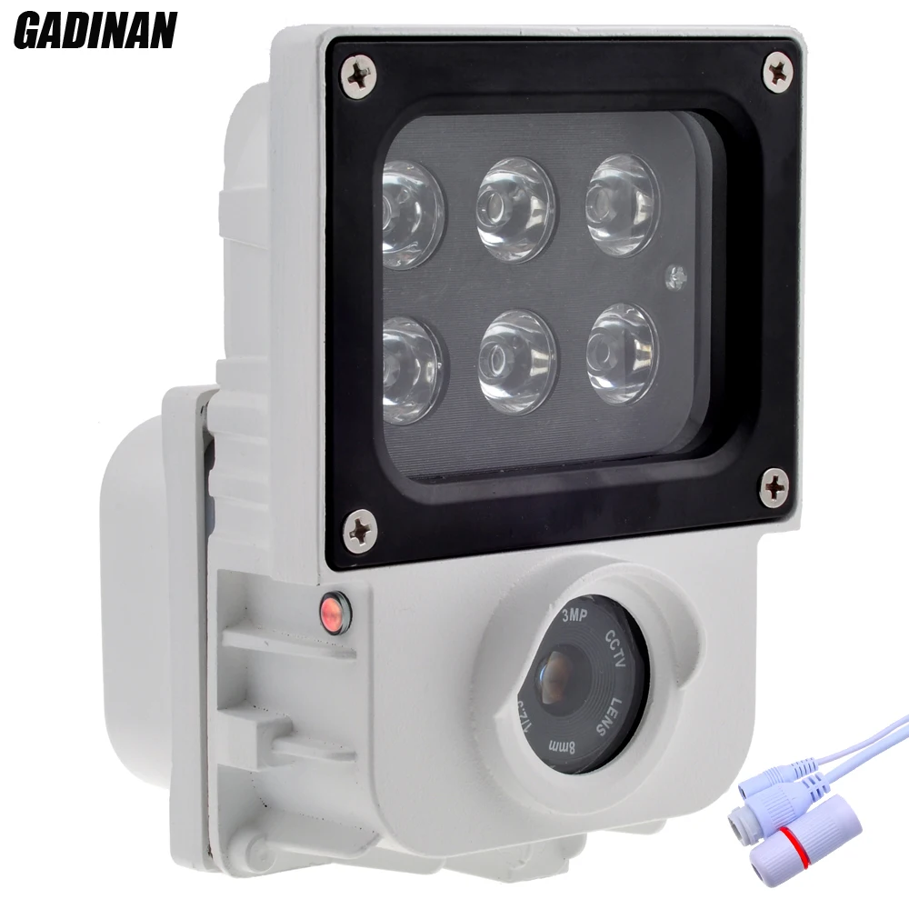 GADINAN 3MP 2048*1536 IP Camera Hi3516D+1/3" AR0330 H.265 6pcs Array IR or White Light Leds Optional Outdoor IP Security Camera