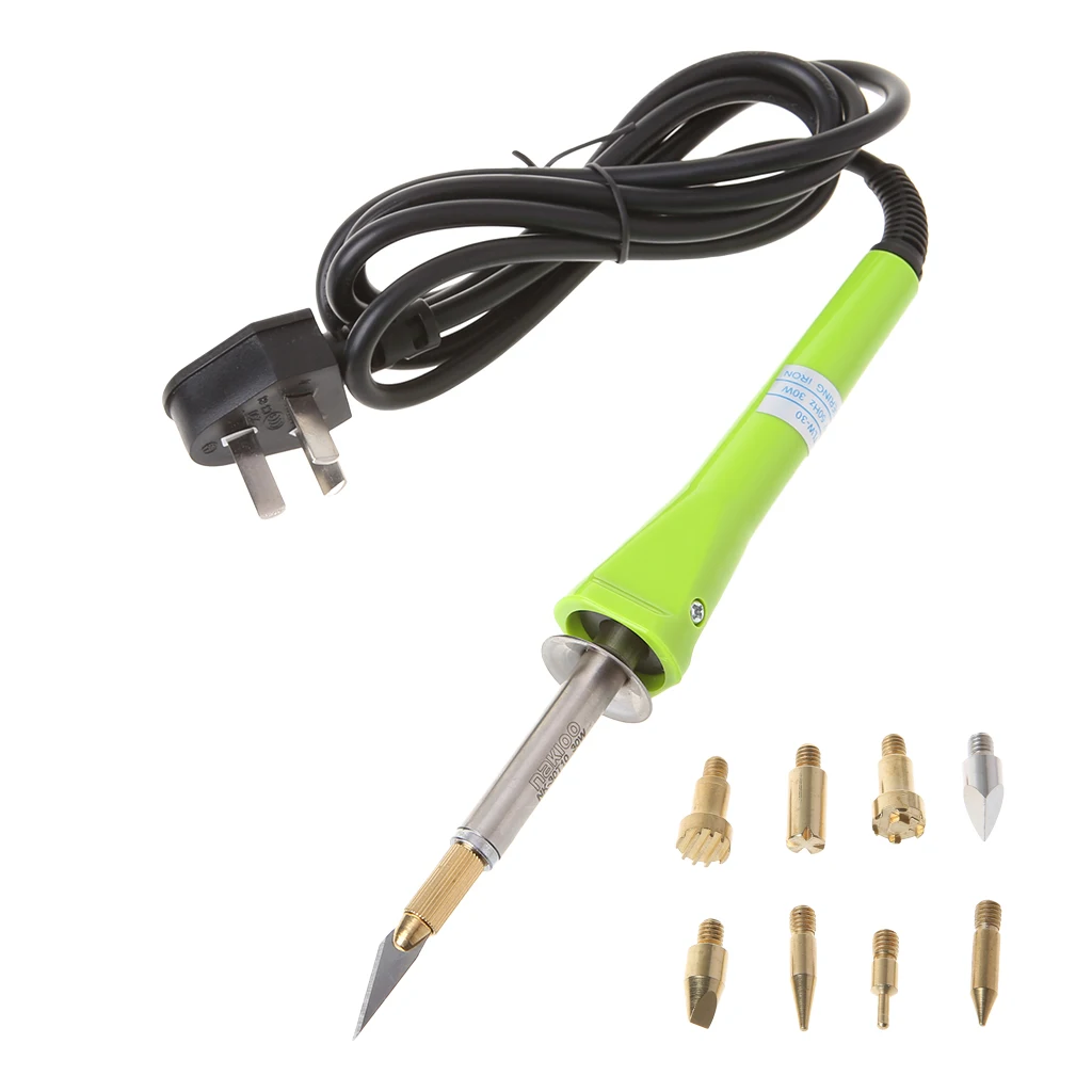 

9pcs Profesional Hobby Crafts Wood Burning Pen Kit Set Pyrography Soldering Solder Iron Woodburning Pencil Tips 30W