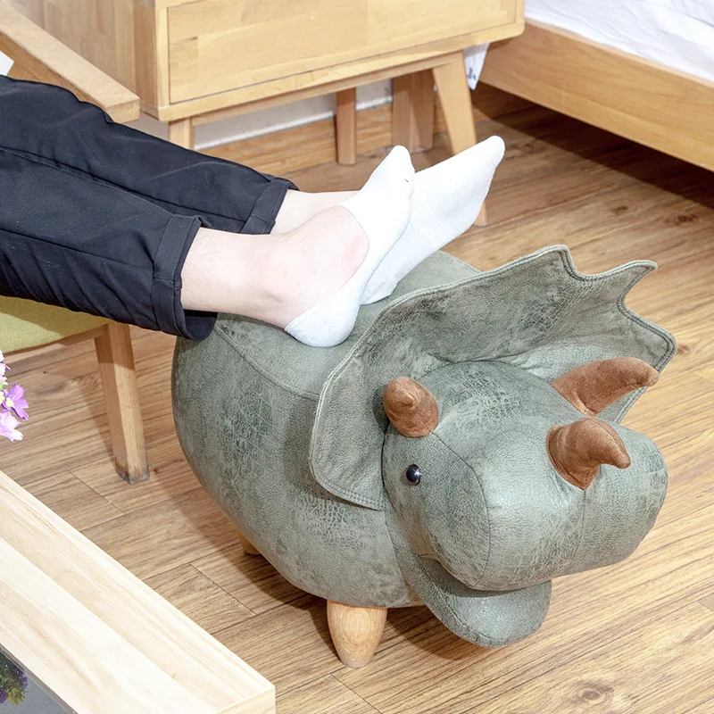 Top Wooden Living Room Furniture Animal Stool Baby Dinosaur Ottomans Sofa Storage Containing Box Taburetes Home Chair Wood Stool 4