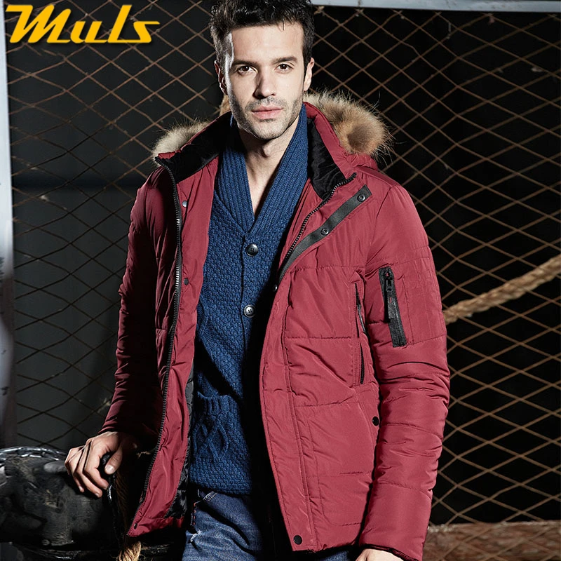 Men coats thick degree mens red fur hooded jacket original parka coats