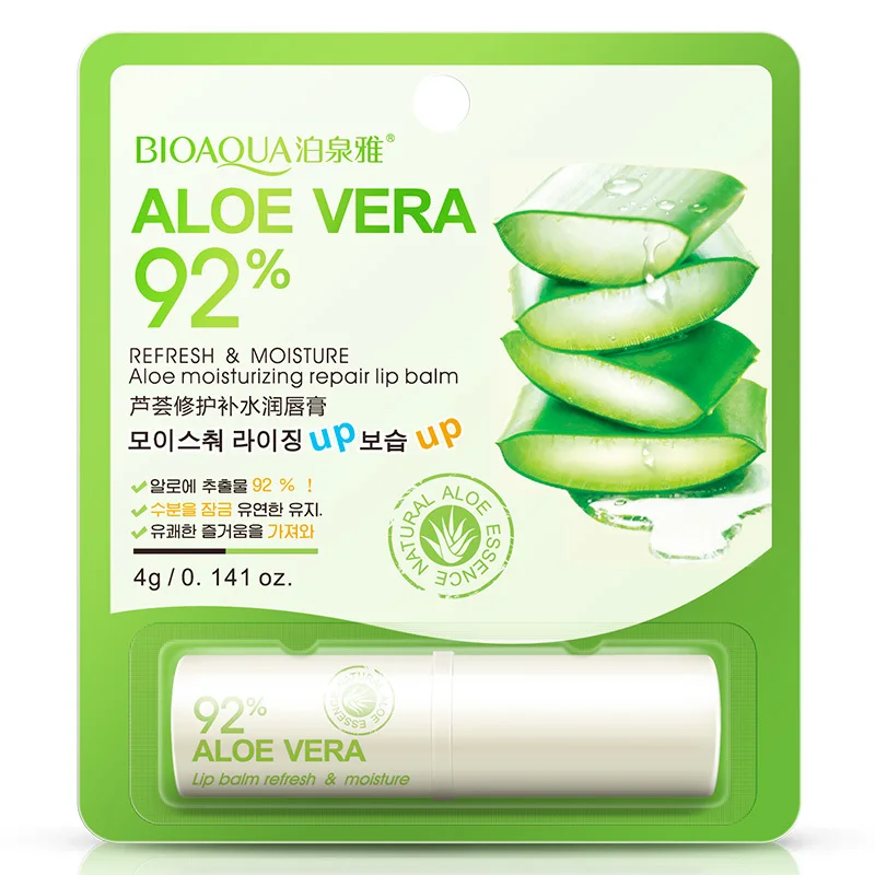 

BIOAQUA Natural Aloe Moisturizing Lip Balm Colorless Refine repair lip wrinkles For Woman Winter Lip Care Free shipping