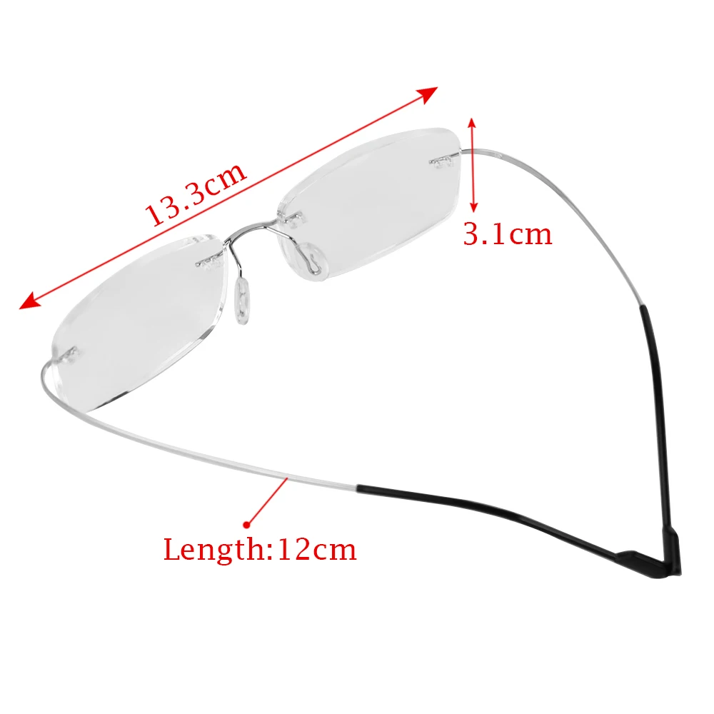 1PC Ultralight Titanium Rimless Rectangular Reading Glasses Memory Titanium Spectacles Eyeglass Elder Health Care Tools