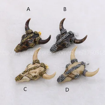 

Fashion buffalo Head pendant , Bull Cattle Charm Bead Longhorn Resin Horn Cattle Pendant for Jewelry Accessories mix color 893