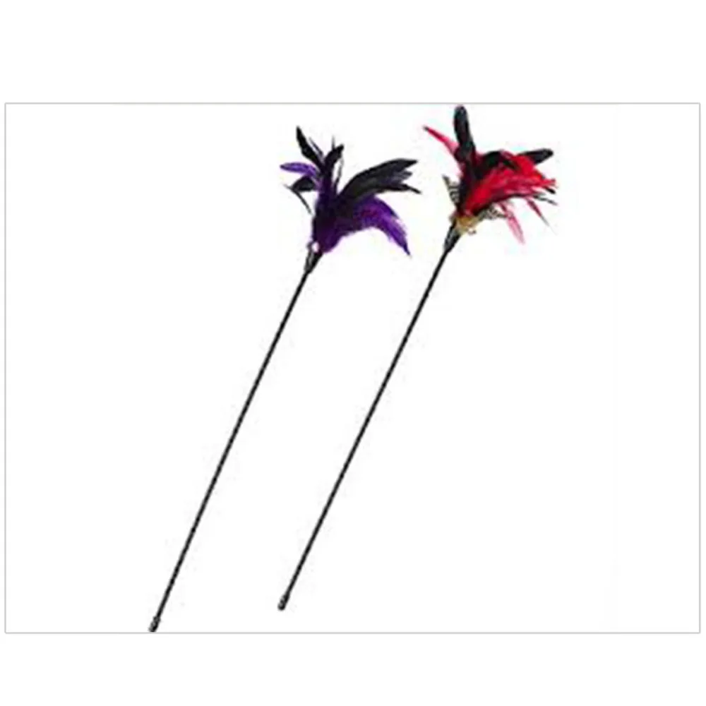Funny Cog Toy Colorful Cat Teaser Wand Cat Toy 10pc/lot Pet Feather Toys with Bell Cats
