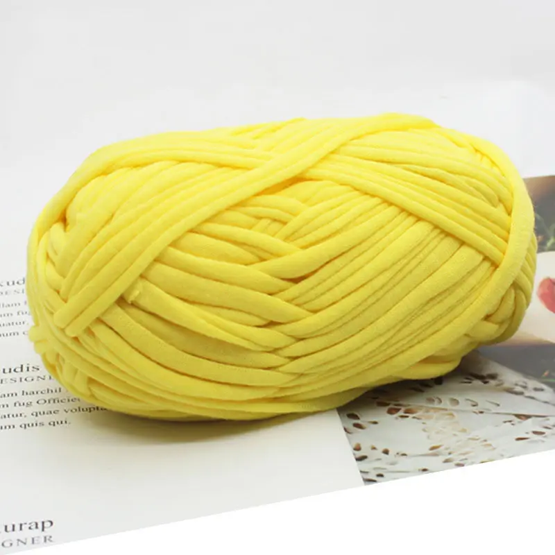 Cotton Cloth T-Shirt Yarns Polyester Handbag Yarn For Winter Bag Carpet Crocheting Grey Wine Approx 2Cmx100G - Цвет: 24