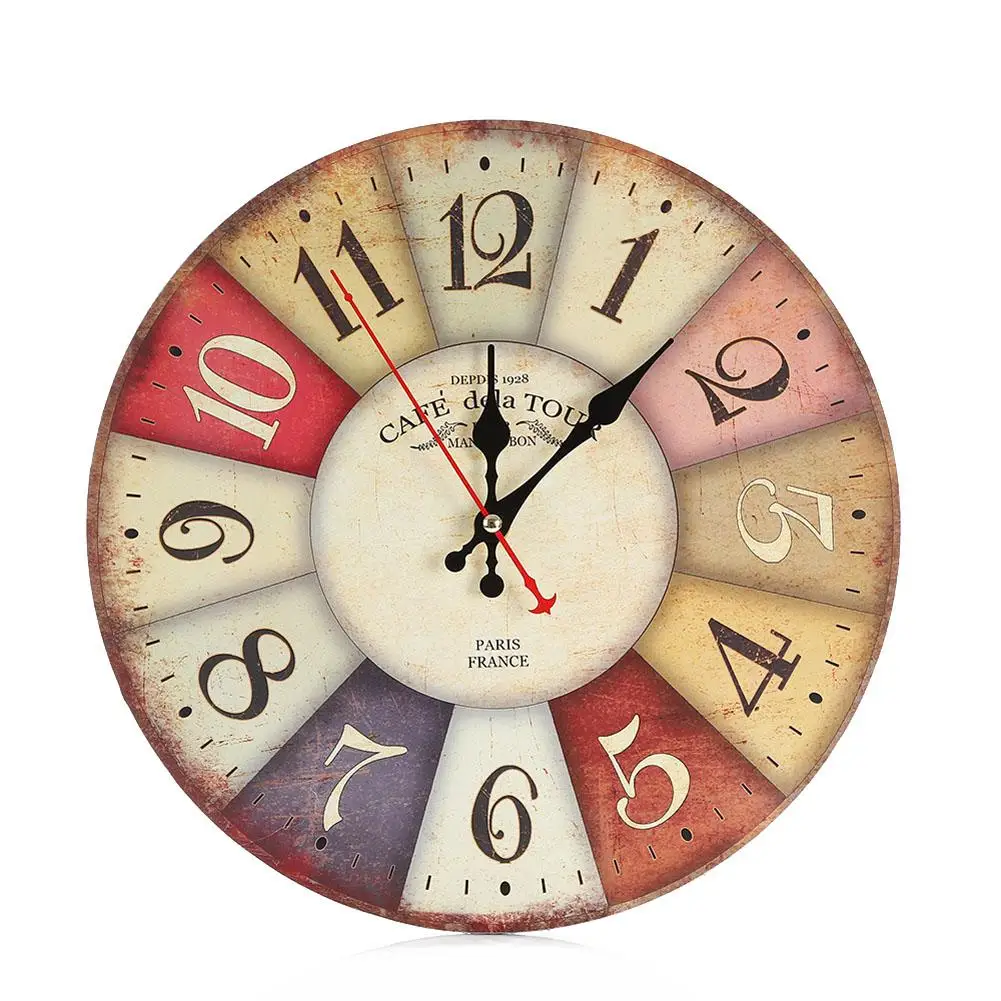 30 см Ретро европейские настенные часы круглый спальня гостиная цифровой циферблат немой Металл настенные часы украшение дома - Цвет: 05