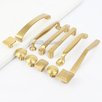 

High Quality 2PCS European Solid Brass Kitchen Cabinet Door Handles Cupboard Wardrobe Drawer Dresser Cabinet Pulls Handles&Knobs