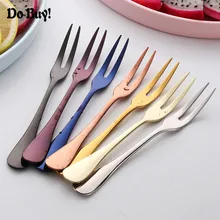 2pcs/set Mini Delicate Stainless Steel Appetizer Forks Two Prong Snack Fruit Dessert Forks Cocktail Tasting Forks Party Picks вилка unbrand forks