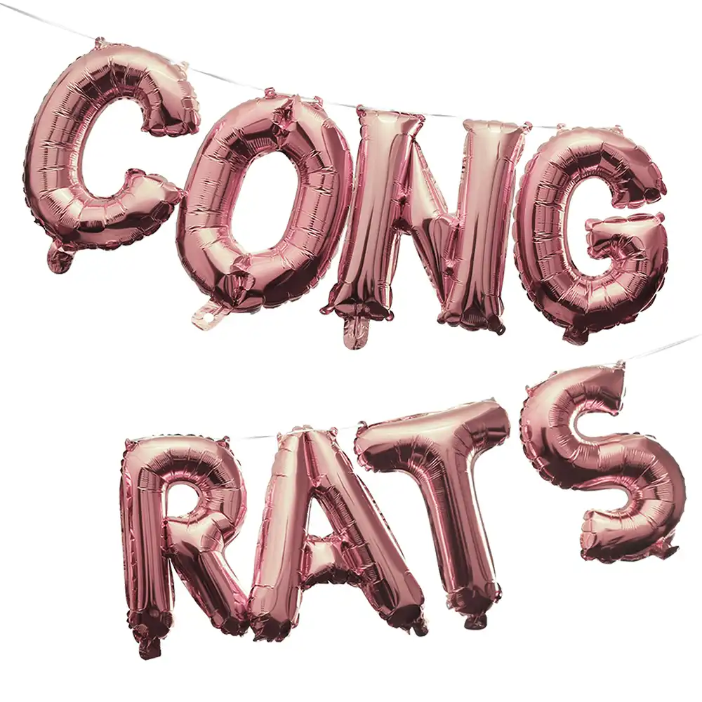 1set 16 3d Rose Gold Gold Congrats Foil Balloons Graduation
