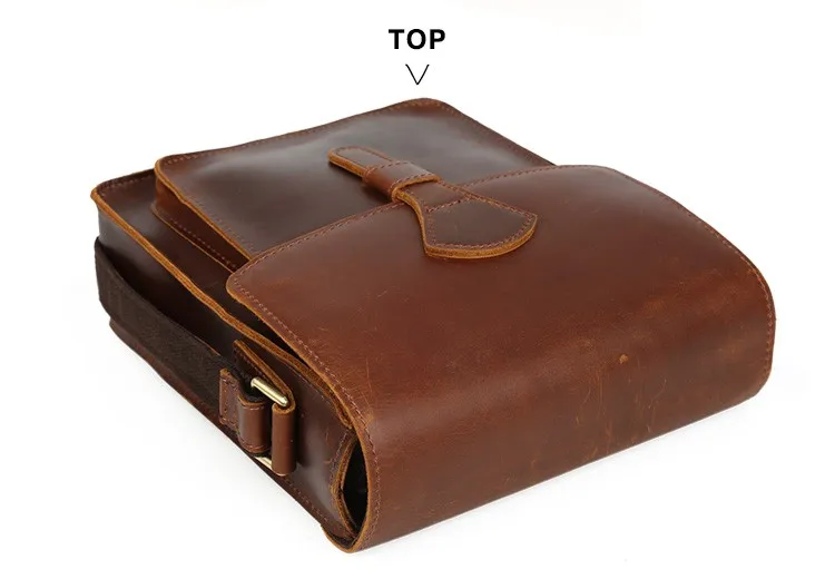 Мужская сумка через плечо из натуральной кожи темно-коричневая винтажная стильная сумка для iPad crazy horse кожаная маленькая сумка