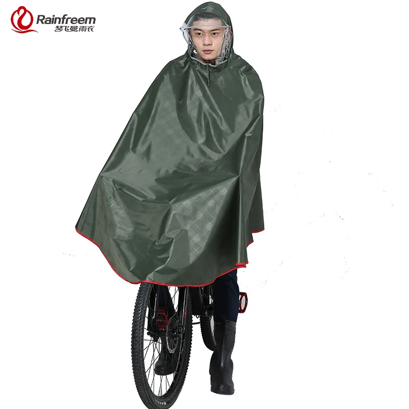 Rainfreem Impermeable Raincoat Women Men Thick Bicycle Rain Poncho Plaid Oxford Knitting Jacquard Women Waterproof Rain