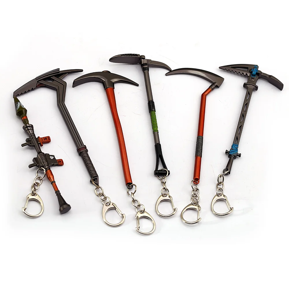 

Fortress Game Keychain 12cm Battle Royale Shark Rocket Launcher Axe Hammer Key Chain Ring Chveiro For Men Car Woman Bag Jewelry