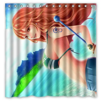 

One Piece Role Nami Waterproof Mildewproof Bath Curtain Polyester Fabric Shower Curtain For Bathroom Decor 180*180cm