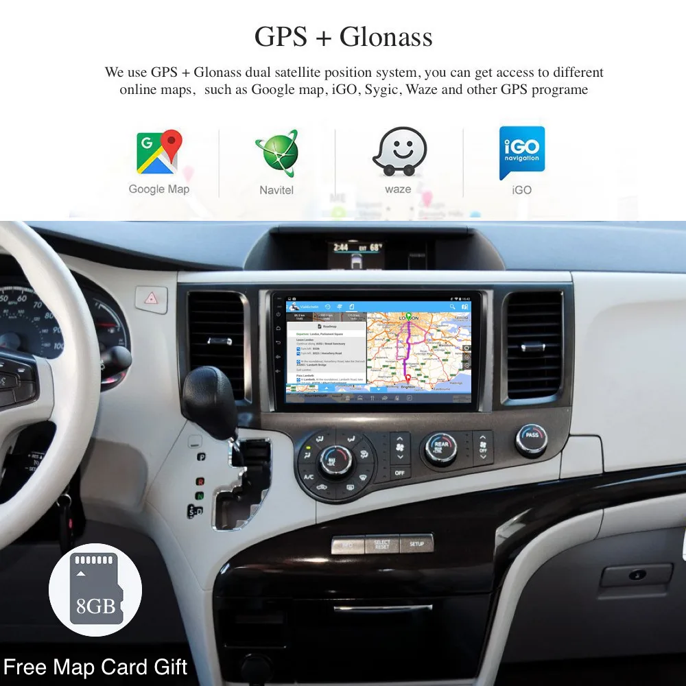 Android 9,0 автомобильный радиоприемник 2 Din gps Navi для Toyota Sienna XL3 2010 2011 2012 2013 PX6 DSP ips HDMI 4 Гб+ 64 Гб RDS WI-FI RDS USB