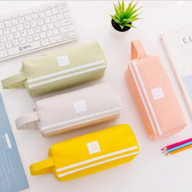 Solid Color Plush Class Learning Korean Style Pencil Case