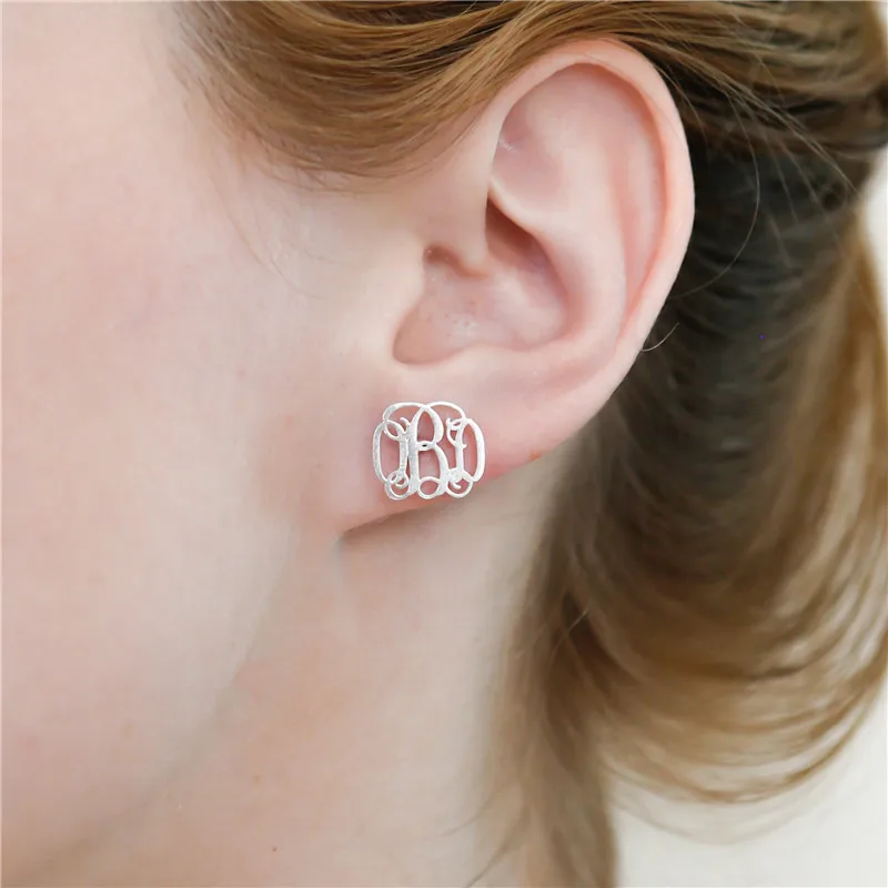 

Custom Earring Design Monogram Initials Name Stud Earrings for Women Girls 3 Letters Gold Silver Earrings Set Earing Jewelry