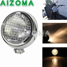 Custom Motorcycle Chrome 5 75 Retro Front Light Headlight Sealed Beam Grill Head Light Protection Universal