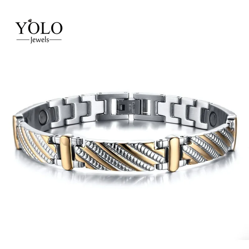 

Tourmaline Adjustable Magnetic Therapy Bracelet 2019 Fashion Stainless Steel Bracelet Pain Relief for Arthritis Anti Snore