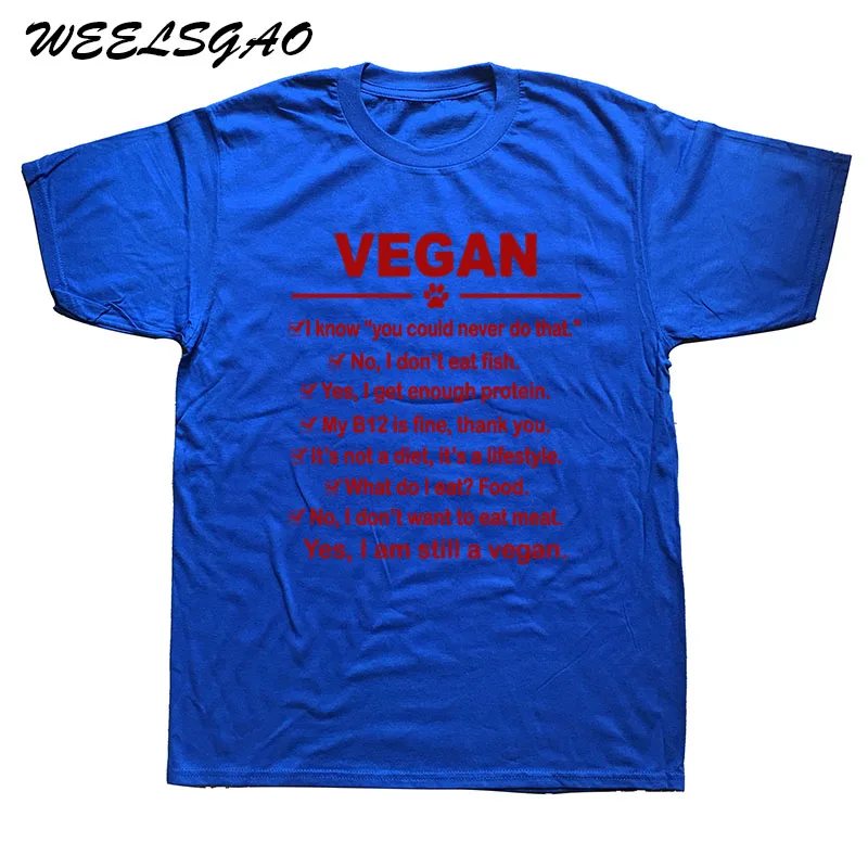 WEELSGAO, новая модная брендовая одежда для мужчин, Vegan I Am Still A Vegan хлопковые футболки с коротким рукавом - Цвет: blue