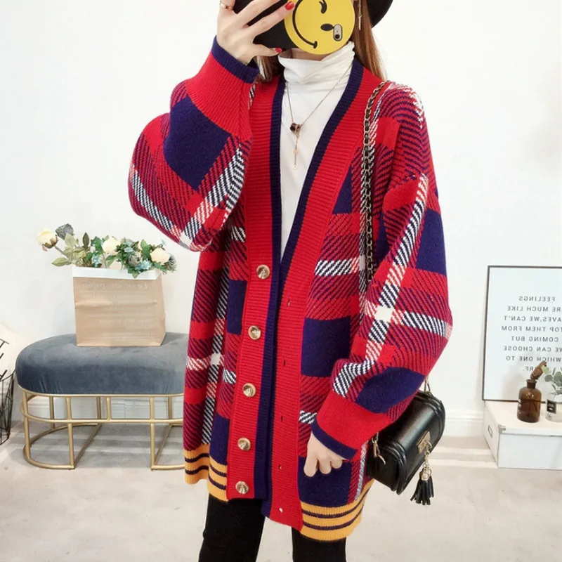 

ZDFURS*Hot Women Sweaters Autumn Winter Casual Cardigan Fashion Knitted Solid Slim Lovely Sweaters Elegant stripes Cardigans