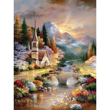

ARTBACK 5D DIY Diamond Embroidered House Full Square 3D Diamond Painting Cross Stitch Art Diamond Painting Mosaic Decoration