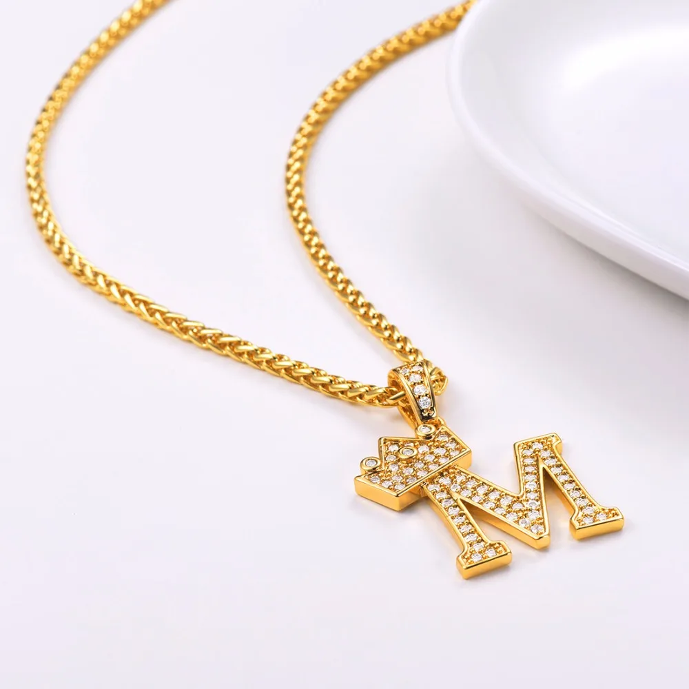 Crown Letter M Necklace Initial 